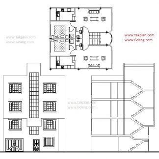 نقشه آپارتمان 6 واحدی ، هر طبقه حدود 100 متر ( 10 * 9 ) یک خوابه